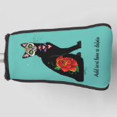 Sugar Skull Black Cat Golf Headcover (Vorderseite)