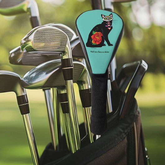 Sugar Skull Black Cat Golf Headcover
