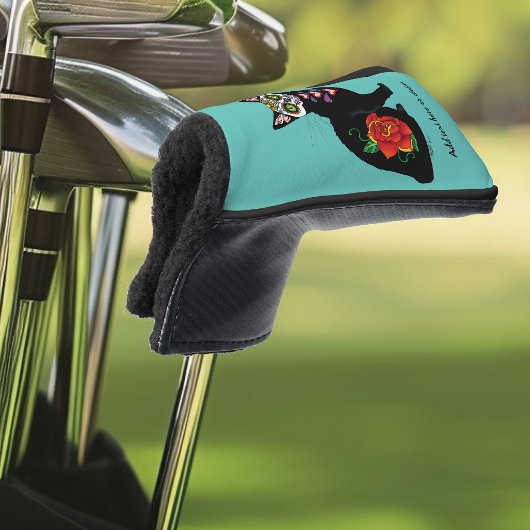 Sugar Skull Black Cat Golf Headcover
