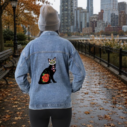 Sugar Skull Black Cat Jeansjacke