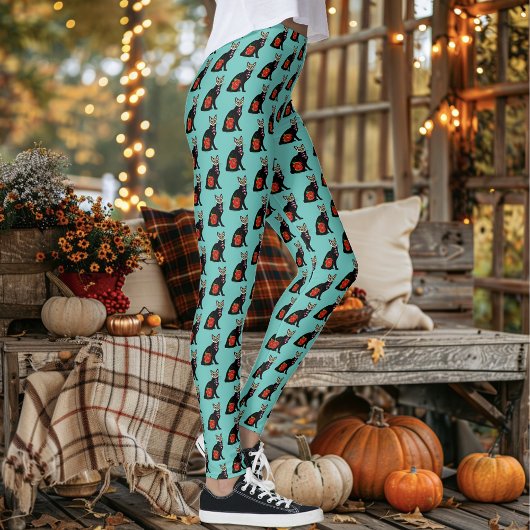 Sugar Skull Black Cat Leggings