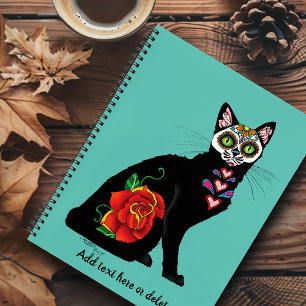 Sugar Skull Black Cat Notizblock
