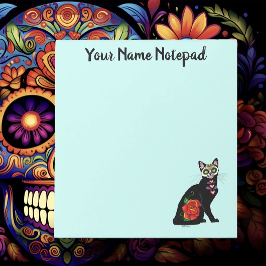 Sugar Skull Black Cat Notizblock