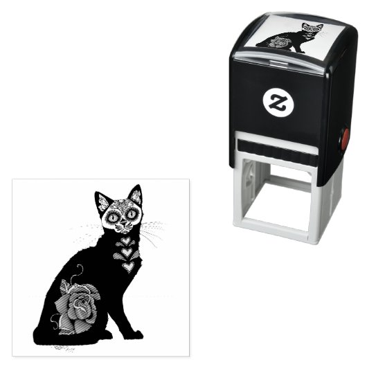 Sugar Skull Black Cat Permastempel (Beispiel)