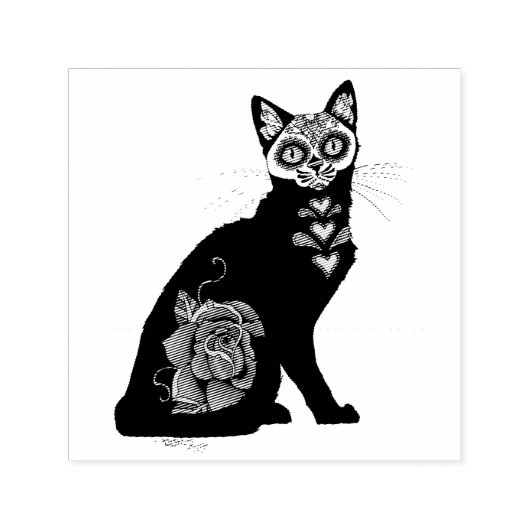 Sugar Skull Black Cat Permastempel (Design)