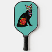 Sugar Skull Black Cat Pickleball Schläger (Rückseite)
