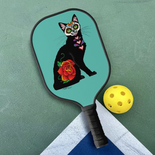 Sugar Skull Black Cat Pickleball Schläger