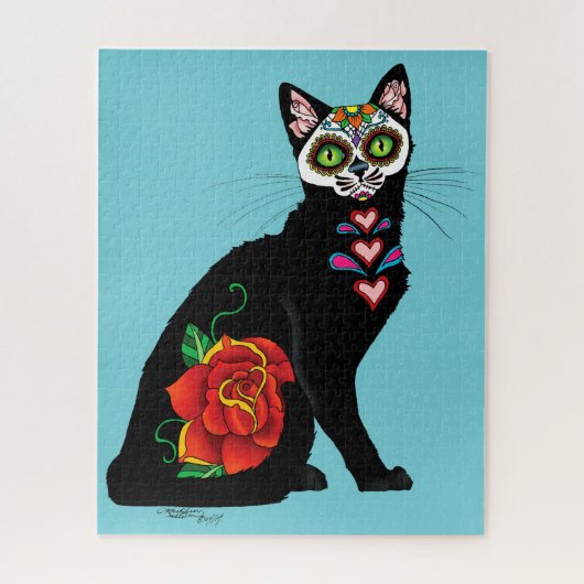 Sugar Skull Black Cat Puzzle (Vertikal)