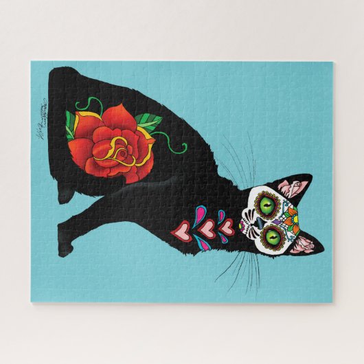 Sugar Skull Black Cat Puzzle (Horizontal)