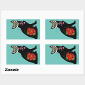 Sugar Skull Black Cat Rechteckiger Aufkleber (Blatt)