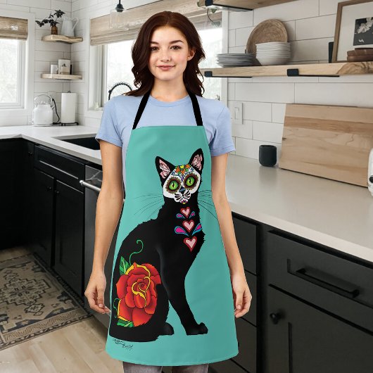 Sugar Skull Black Cat Schürze