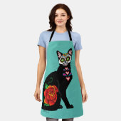 Sugar Skull Black Cat Schürze (Getragen)