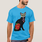Sugar Skull Black Cat T-Shirt (Vorderseite)