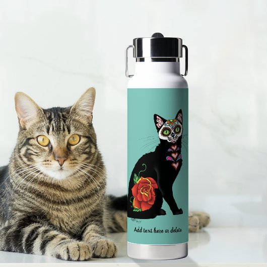 Sugar Skull Black Cat Trinkflasche