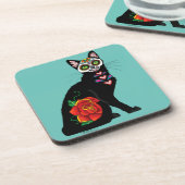 Sugar Skull Black Cat Untersetzer (Linke Seite)