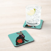 Sugar Skull Black Cat Untersetzer (Rechte Seite)