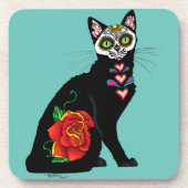 Sugar Skull Black Cat Untersetzer (Vorderseite)