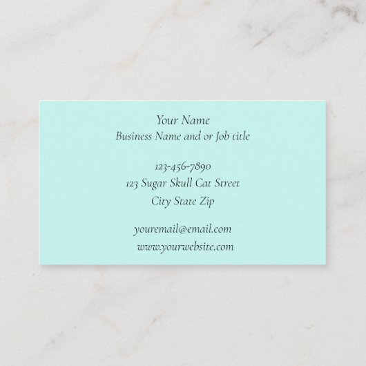 Sugar Skull Black Cat Visitenkarte (Rückseite)