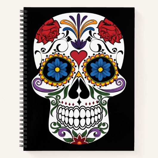 Sugar Skull Black-Day of the Dead Sketchbook Notizblock (Vorderseite)