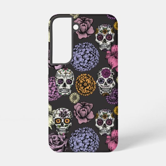 Sugar Skull Black Samsung Galaxy S22 Fall Samsung Galaxy Hülle (Rückseite)
