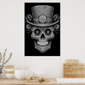 Sugar Skull Black + White Image on a Wall Poster (Küche)