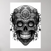 Sugar Skull Black + White Image on a Wall Poster (Vorne)