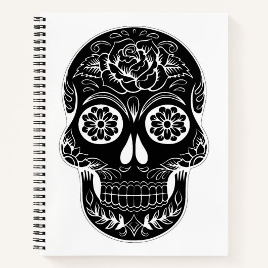 Sugar Skull Black & White Personalisiert Notebook Notizblock (Vorderseite)