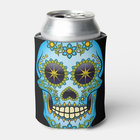 Sugar Skull Blue Floral Dosenkühler (Kanne Vorderseite)