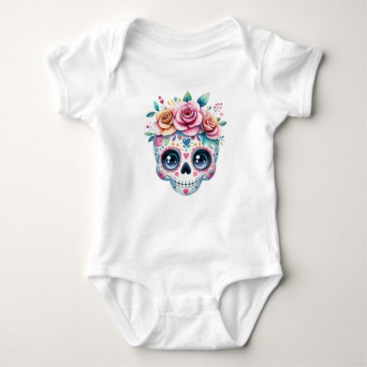 Sugar Skull Bodysuit Baby Strampler (Vorderseite)