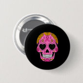 Sugar Skull Breast Cancer Awareness Nk Ribbon Cala Button (Vorne & Hinten)