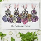 Sugar Skull Bunnies Gothic Oaster Geschirrtuch (Gefaltet)