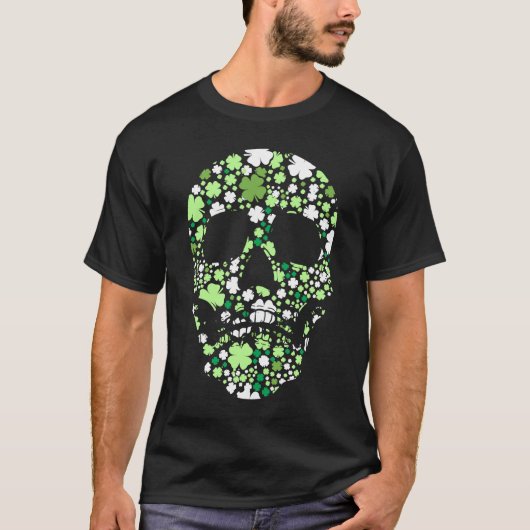 Sugar Skull C Skeleton Kleeblatt Irish St Saint Pa T-Shirt (Vorderseite)