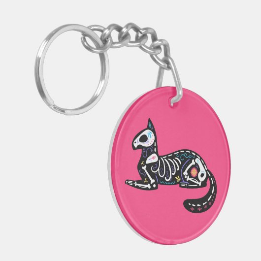 Sugar Skull Calavera Cat II Schlüsselanhänger (Vorderseite links)