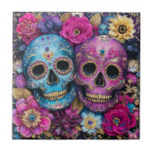 Sugar Skull Calavera Day Of The Dead Ceramic Tile Fliese (Vorderseite)