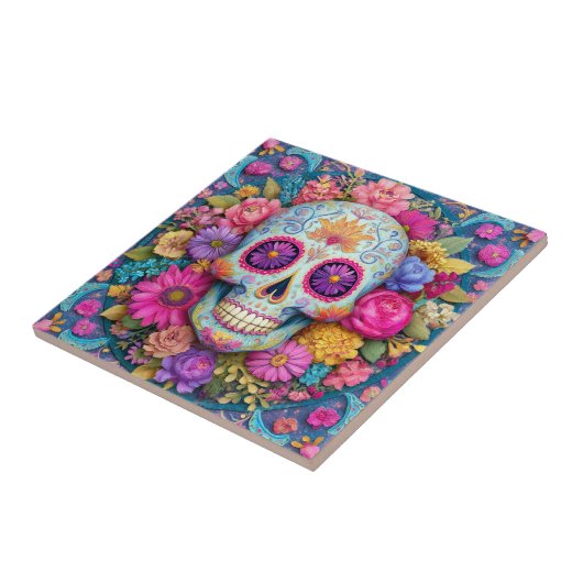 Sugar Skull Calavera Day Of The Dead Ceramic Tile Fliese (Seite)