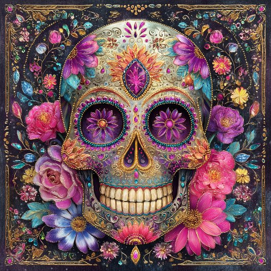 Sugar Skull Calavera Day Of The Dead Ceramic Tile Fliese