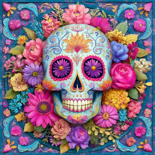 Sugar Skull Calavera Day Of The Dead Ceramic Tile Fliese
