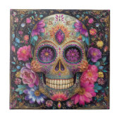 Sugar Skull Calavera Day Of The Dead Ceramic Tile Fliese (Vorderseite)