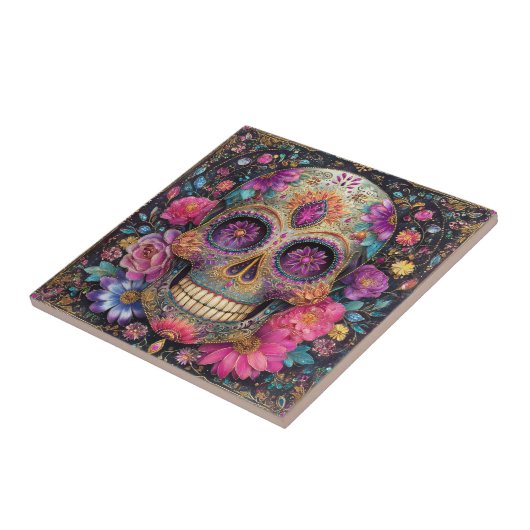 Sugar Skull Calavera Day Of The Dead Ceramic Tile Fliese (Seite)