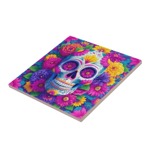 Sugar Skull Calavera Day Of The Dead Ceramic Tile Fliese (Seite)