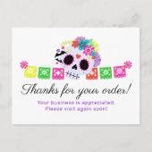 Sugar Skull Calavera Papel Picado Danke Ihnen Cust Postkarte (Vorderseite)