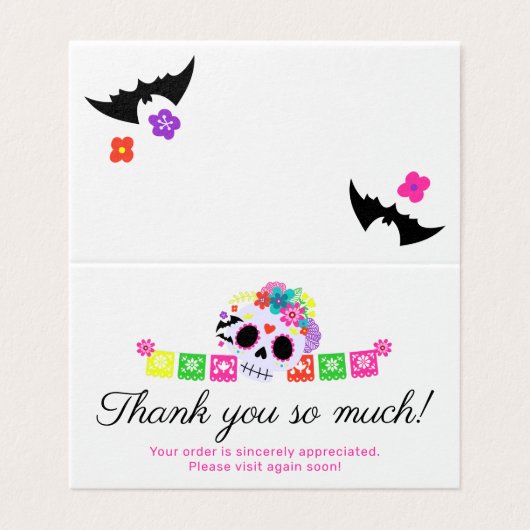 Sugar Skull Calavera Papel Picado Danke Karte (Außenseite Aufgefaltet)