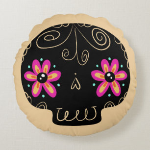 Sugar Skull Calaverita Tag der Toten Rundes Kissen