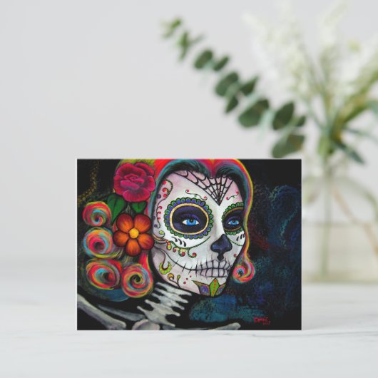 Sugar Skull Candy Postkarte (Stehend Vorderseite)