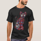 Sugar Skull Cat 4th Of July Kitten Kitty Patriotic T-Shirt (Vorderseite)