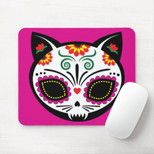 Sugar Skull Cat, Dia de los Muertos #14 Mousepad (Mit Mouse)