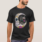 Sugar Skull Cat Moon Dia De Los Muertos Mexican Da T-Shirt (Vorderseite)