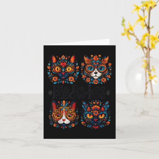 Sugar Skull Cats Dia De Los Meowtos Muertos Day Of Karte (Gelbe Blume)
