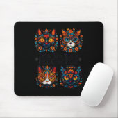 Sugar Skull Cats Dia De Los Meowtos Muertos Day Of Mousepad (Mit Mouse)