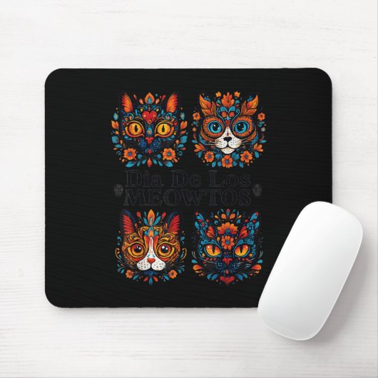 Sugar Skull Cats Dia De Los Meowtos Muertos Day Of Mousepad (Mit Mouse)